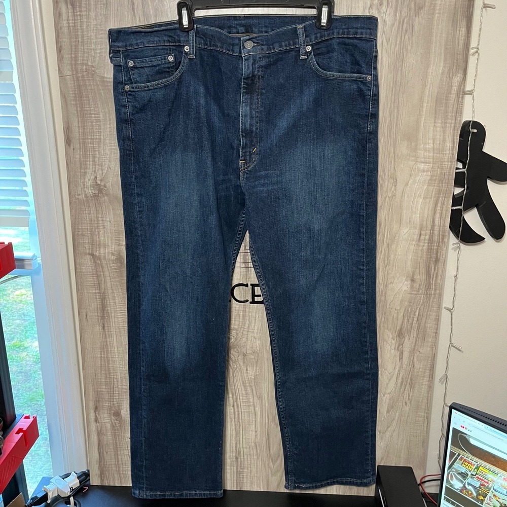 Levis 505 Jeans Mens 42x30 Blue Regular Fit Straight Leg Dark Wash Denim Classic